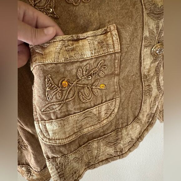 Flashback Vintage Embroidered Gypsy Whimsigoth Beaded Jacket Size L Petite - Picture 4 of 9